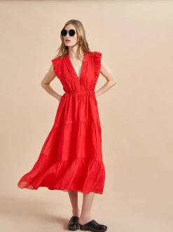 La Ligne Marta Dress Deep Coral Discount