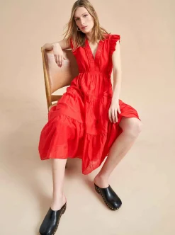 La Ligne Marta Dress Deep Coral Discount