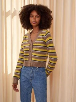 La Ligne Mini Marin Cardigan Lime/Brown Outlet
