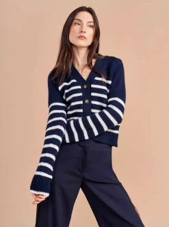 La Ligne Mini Marin Cardigan Navy/Cream Best Sale