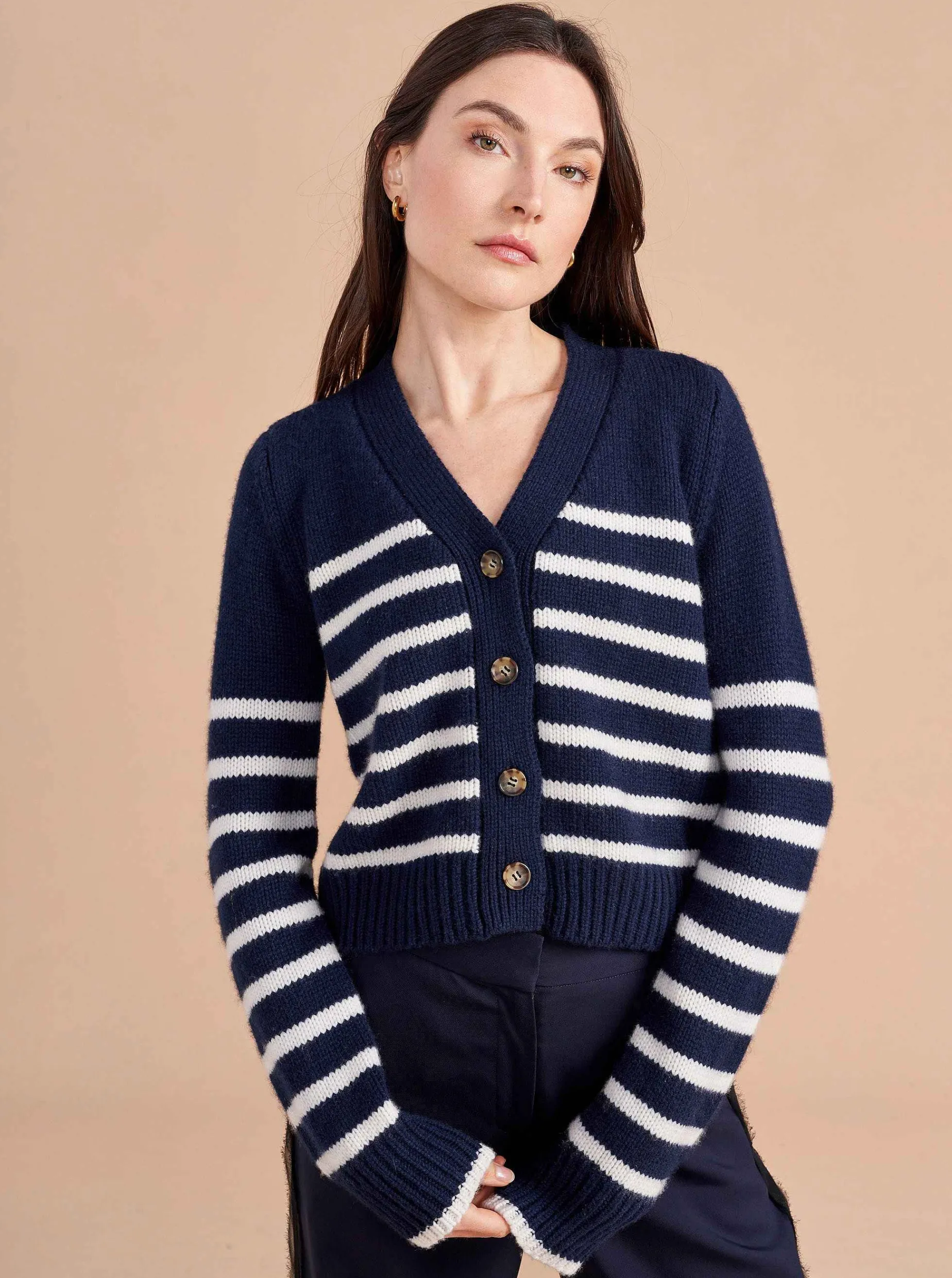 La Ligne Mini Marin Cardigan Navy/Cream Best Sale