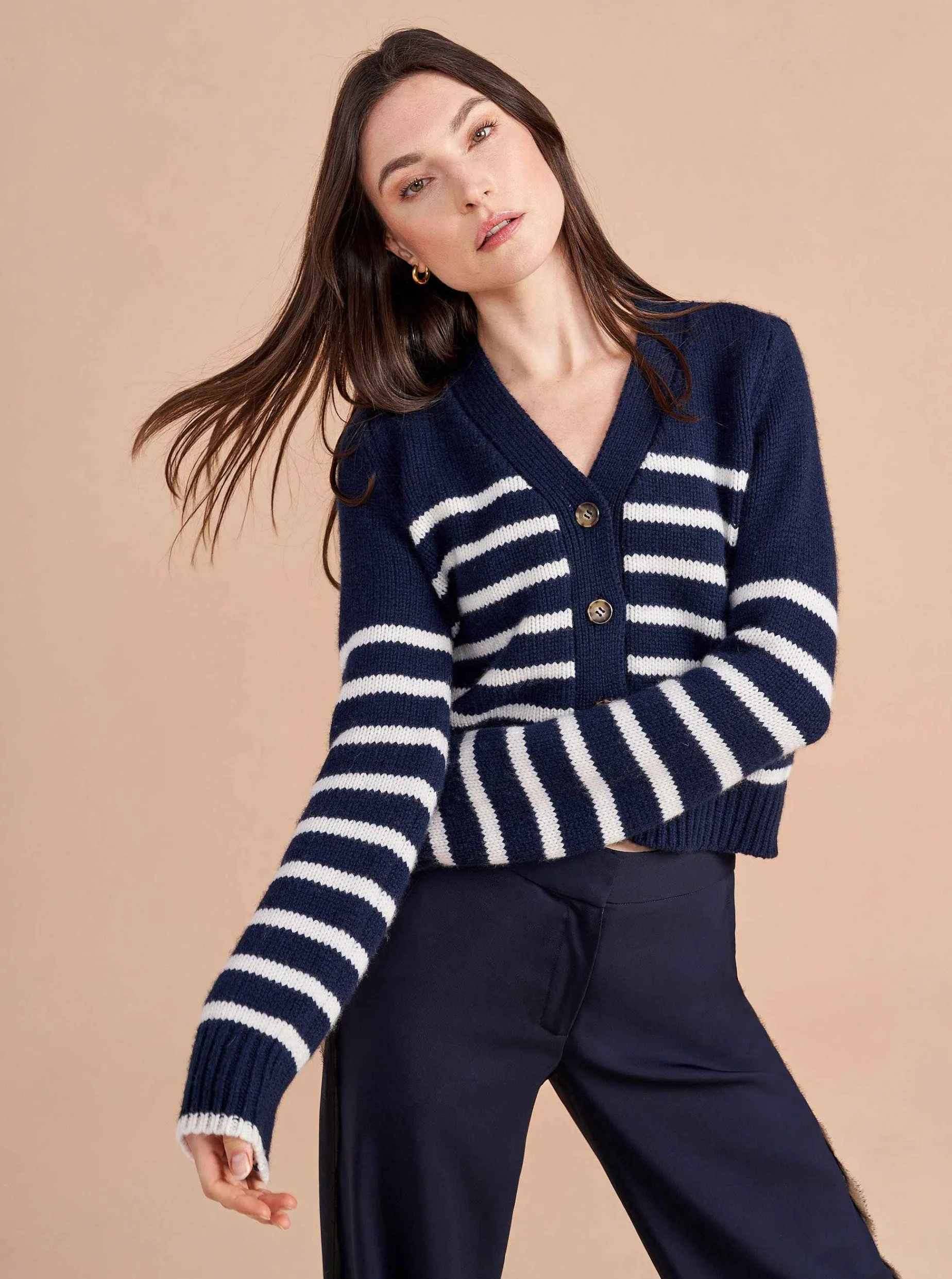 La Ligne Mini Marin Cardigan Navy/Cream Best Sale