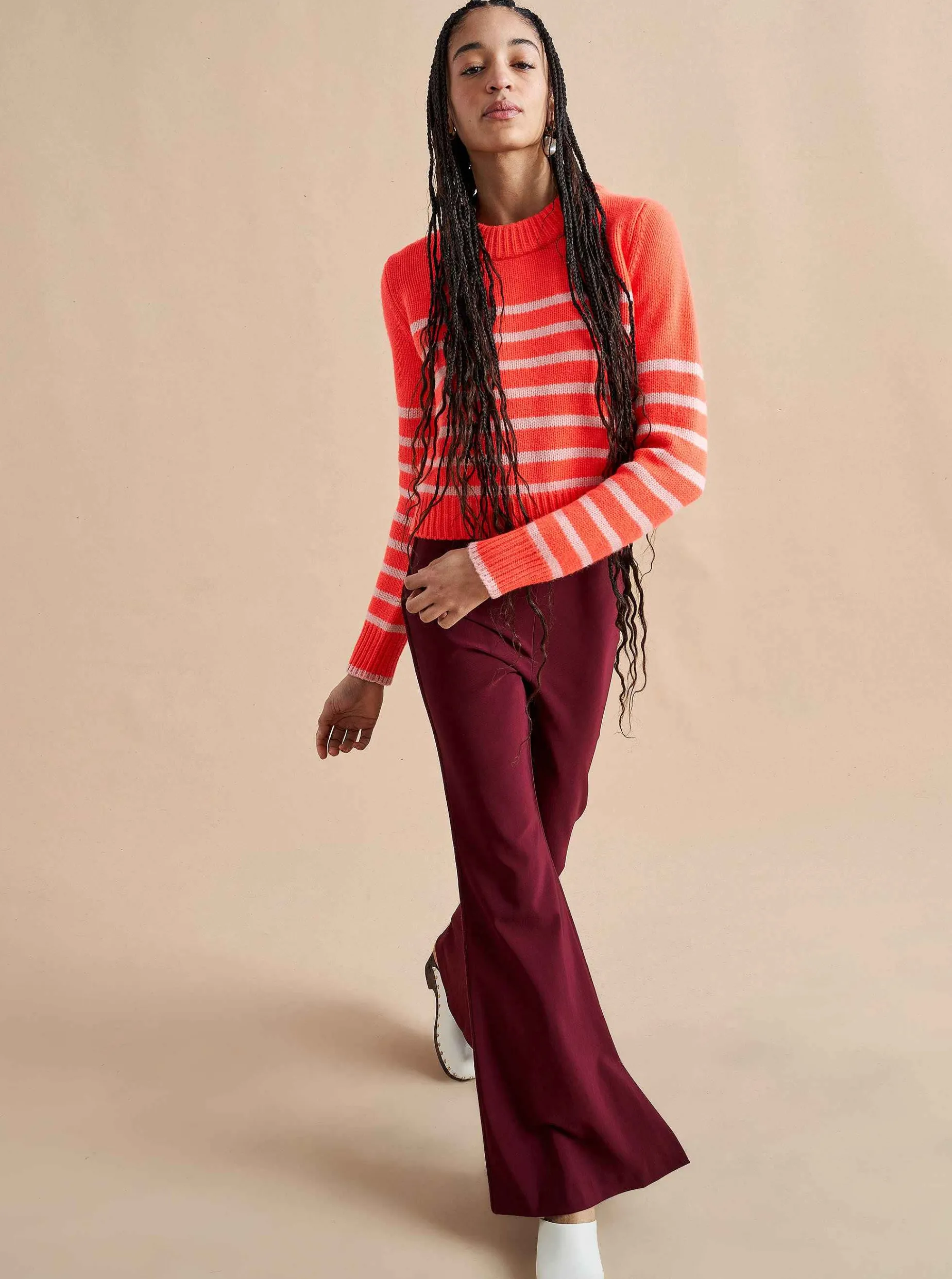 La Ligne Mini Marin Sweater Hot Coral/Pale Pink Clearance