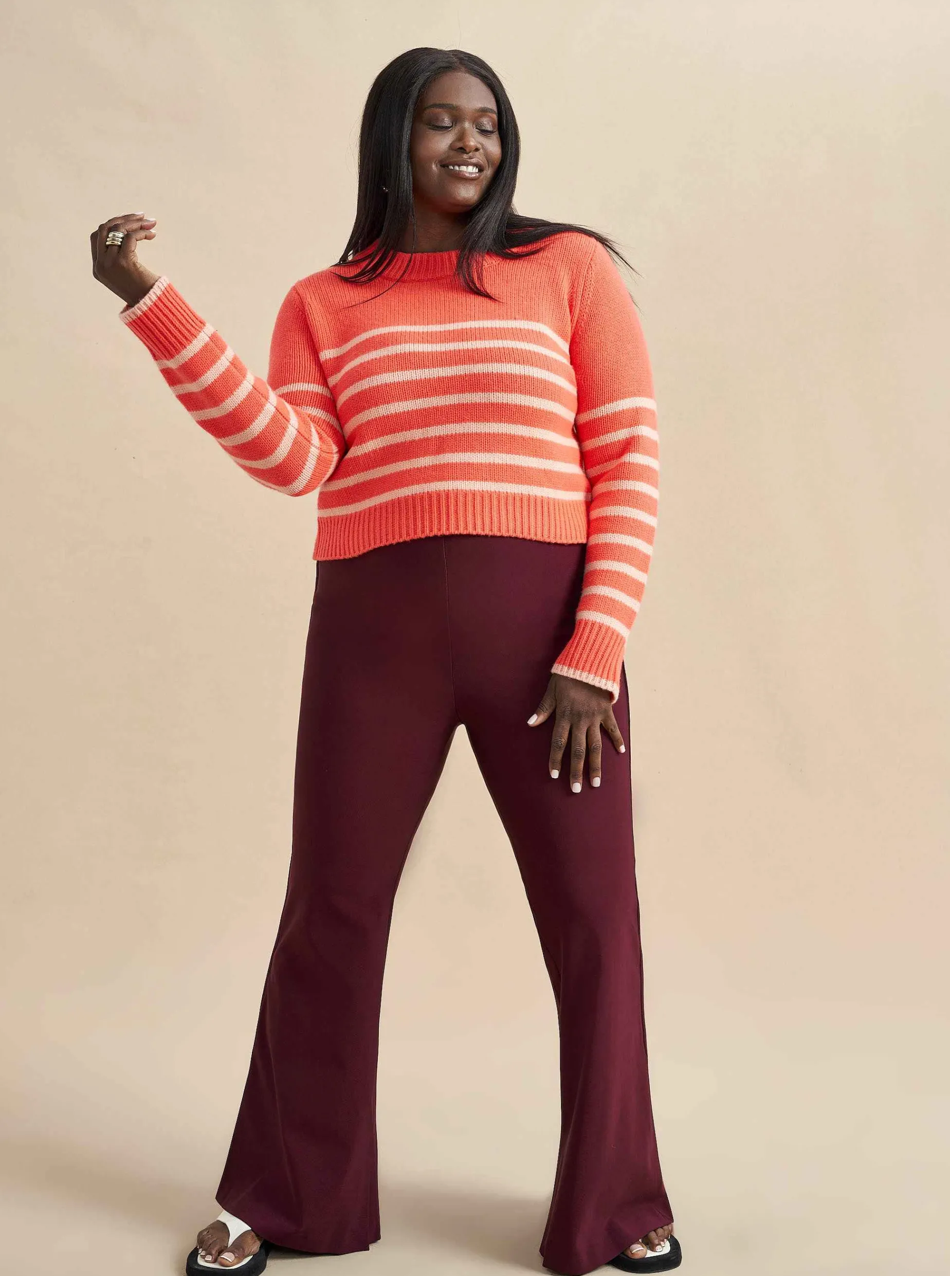 La Ligne Mini Marin Sweater Hot Coral/Pale Pink Clearance