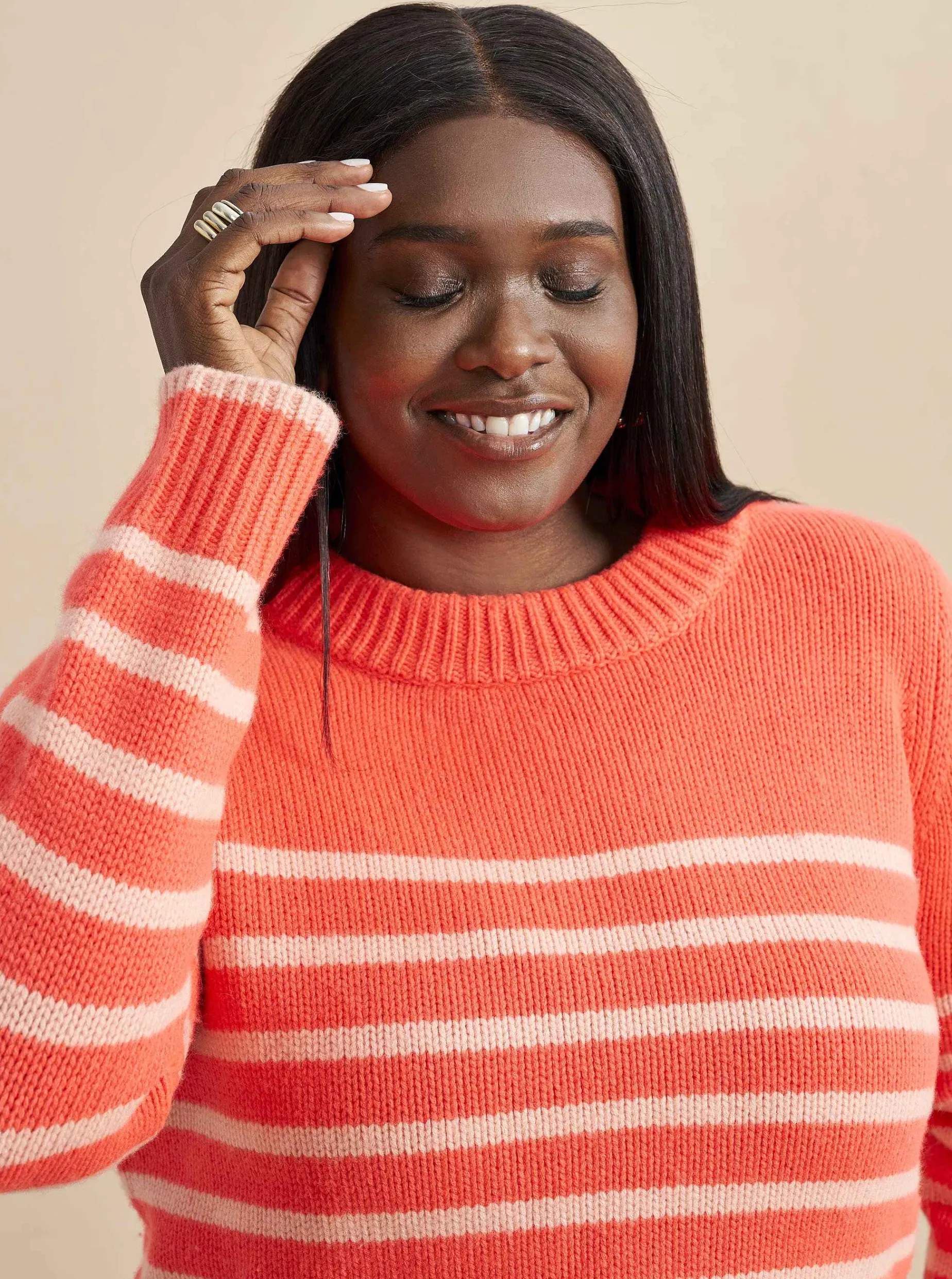 La Ligne Mini Marin Sweater Hot Coral/Pale Pink Clearance