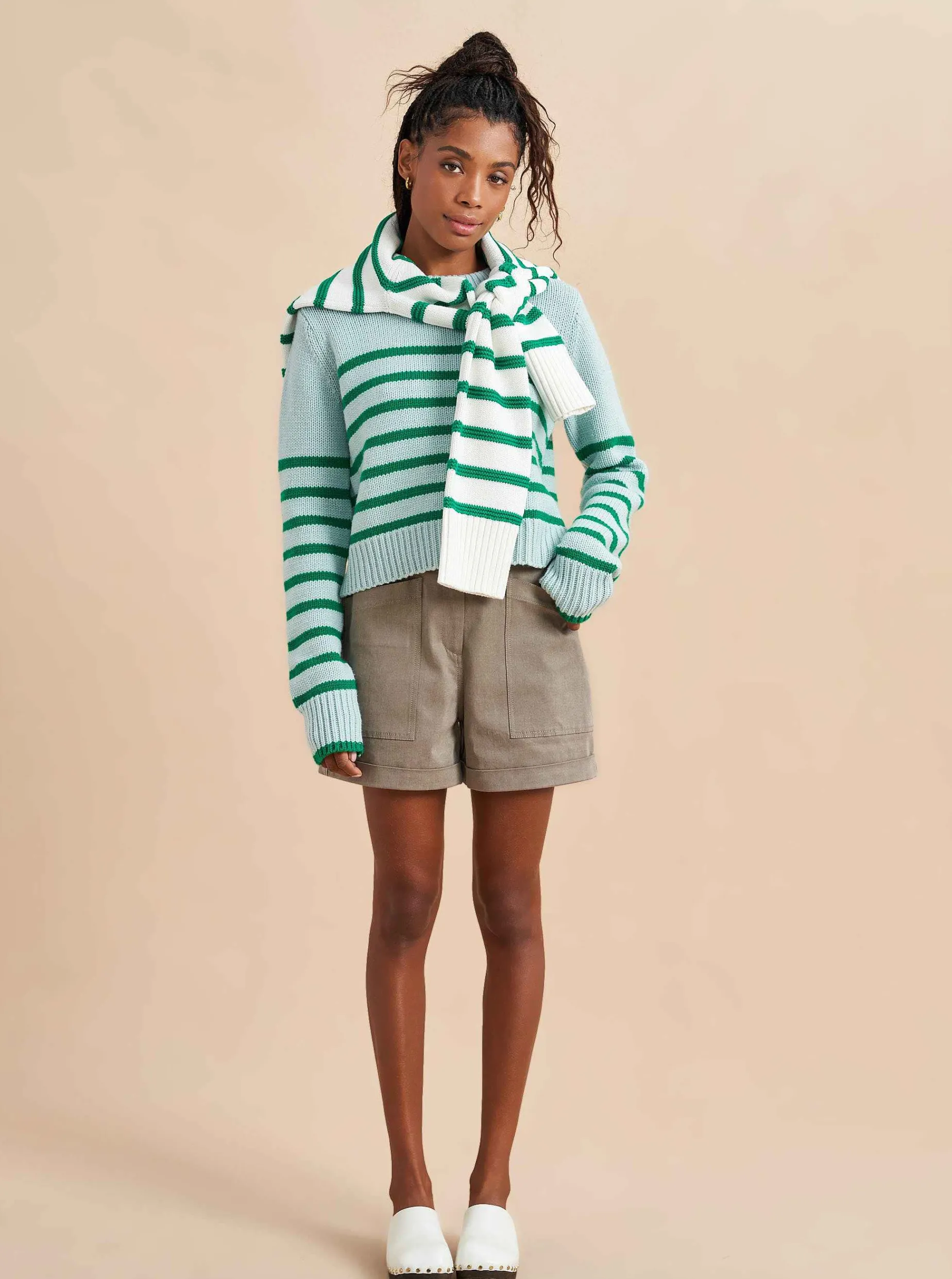 La Ligne Mini Marin Sweater Pale-Blue/Kelly-Green Sale