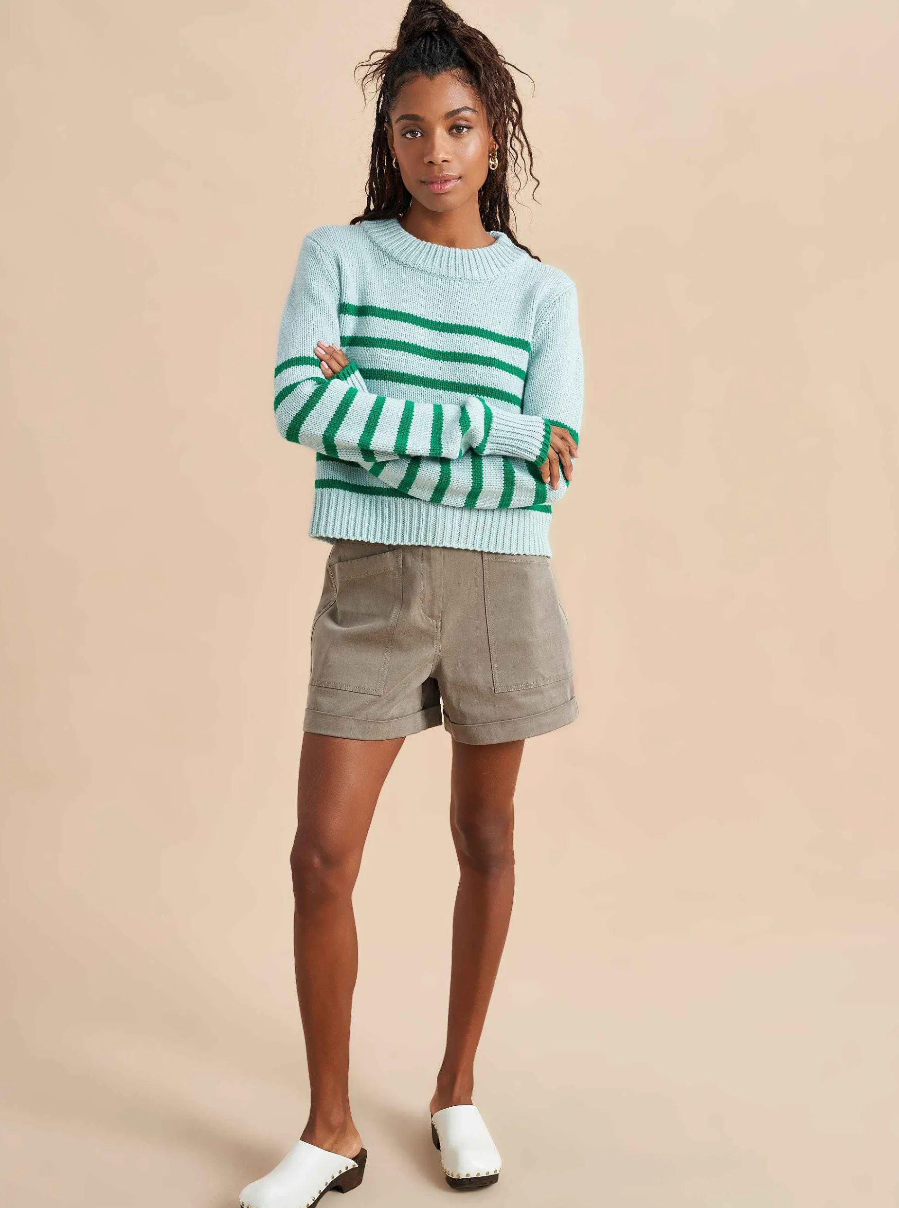 La Ligne Mini Marin Sweater Pale-Blue/Kelly-Green Sale