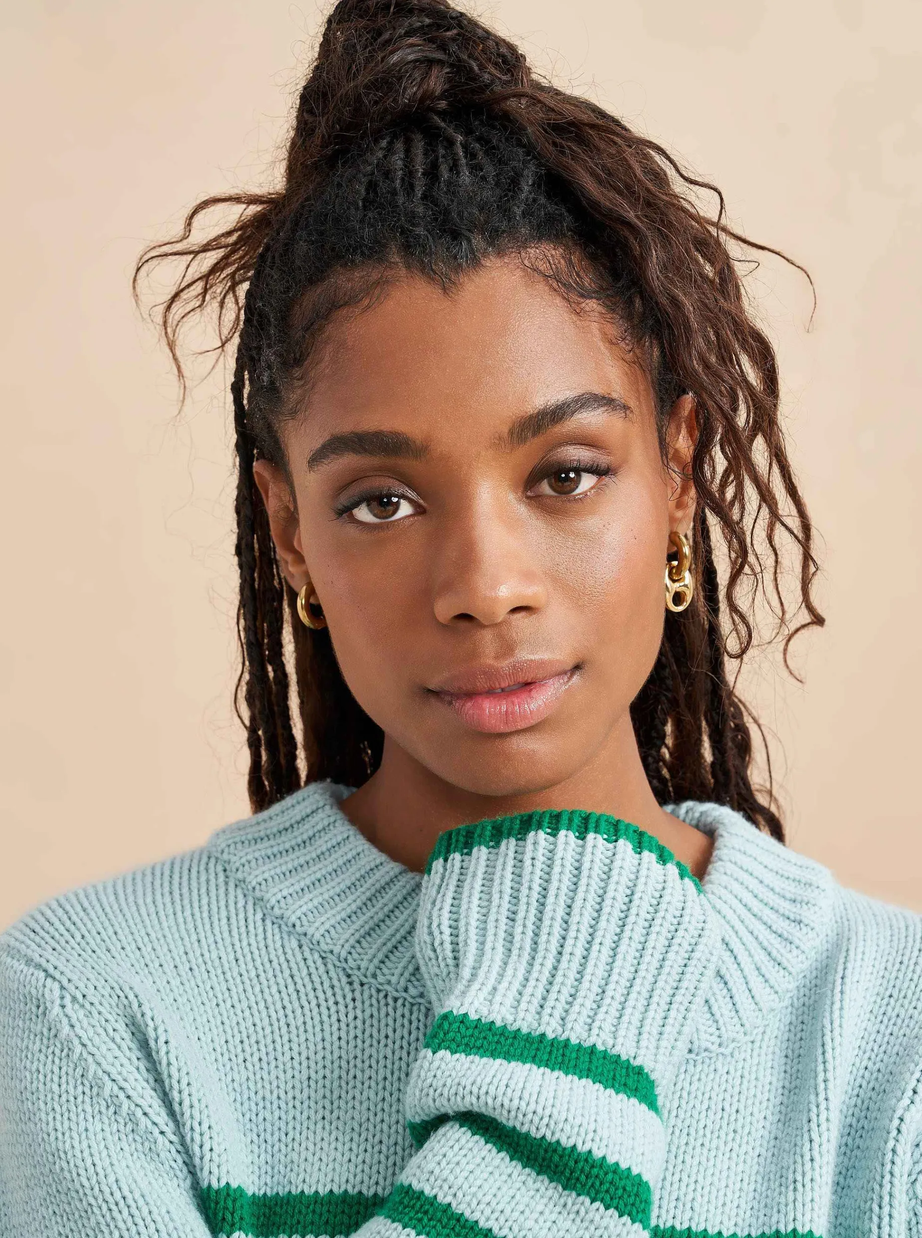 La Ligne Mini Marin Sweater Pale-Blue/Kelly-Green Sale