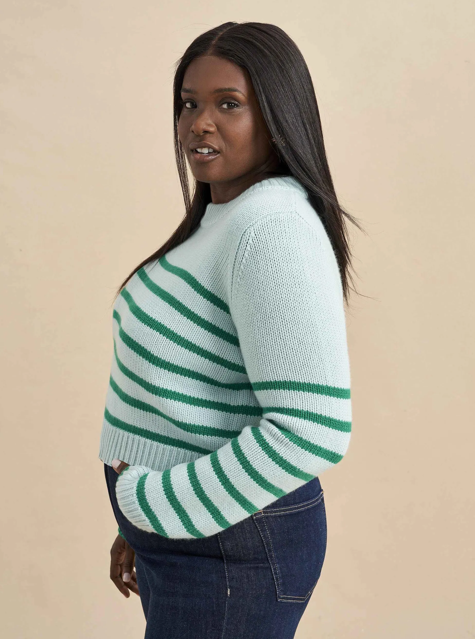 La Ligne Mini Marin Sweater Pale-Blue/Kelly-Green Sale