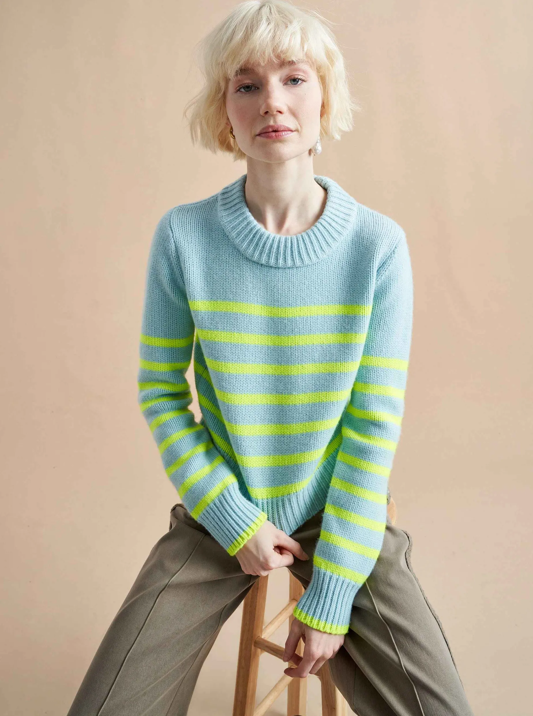 La Ligne Mini Marin Sweater Ice/Lime Cheap