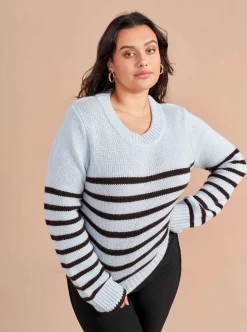 La Ligne Mini Marin Sweater Pale-Blue/Chocolate Hot