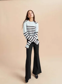 La Ligne Mini Marin Sweater Pale-Blue/Chocolate Hot