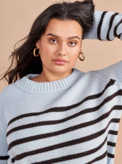 La Ligne Mini Marin Sweater Pale-Blue/Chocolate Hot