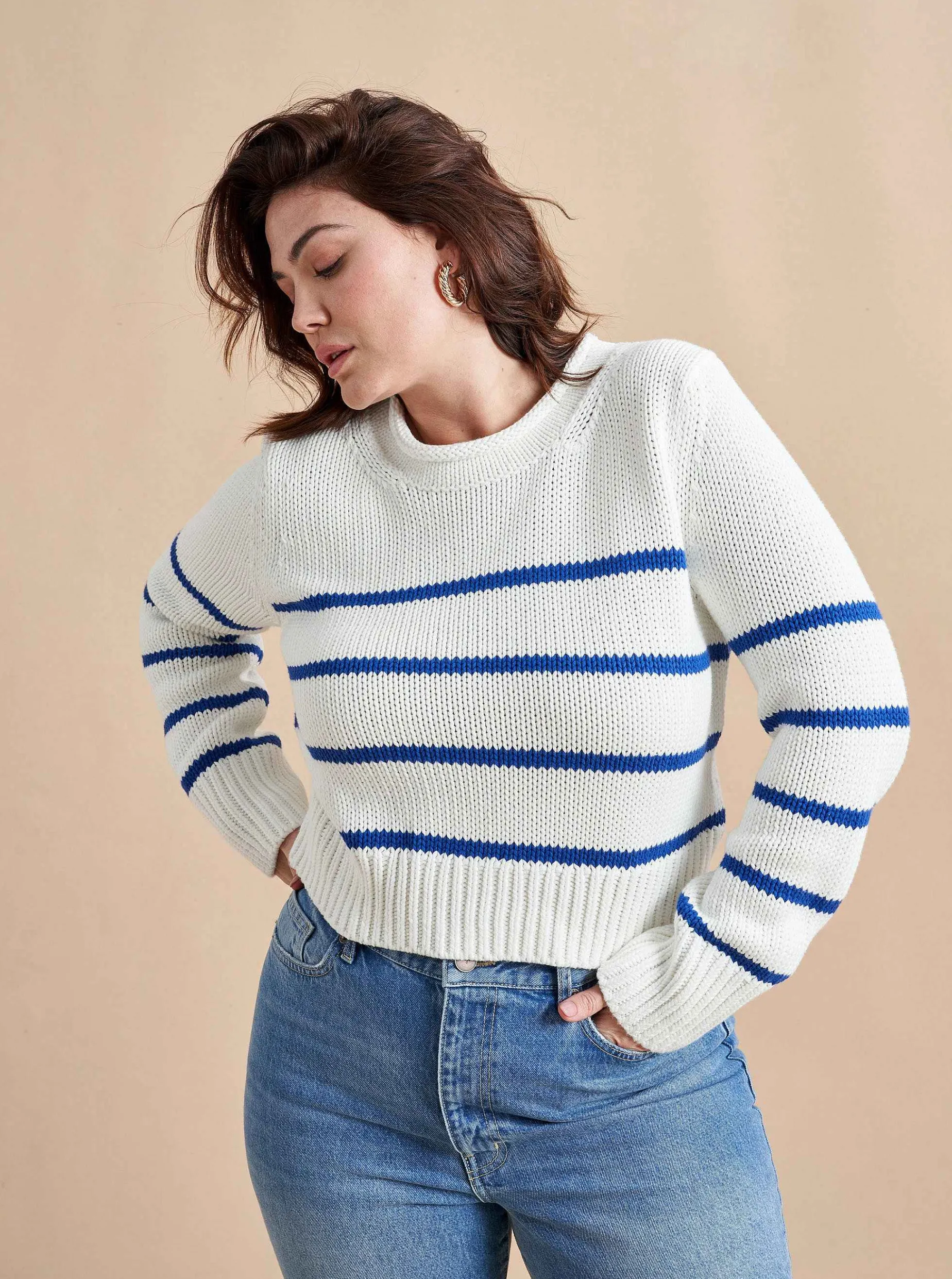 La Ligne Mini Marina Sweater Cream/Cobalt Fashion