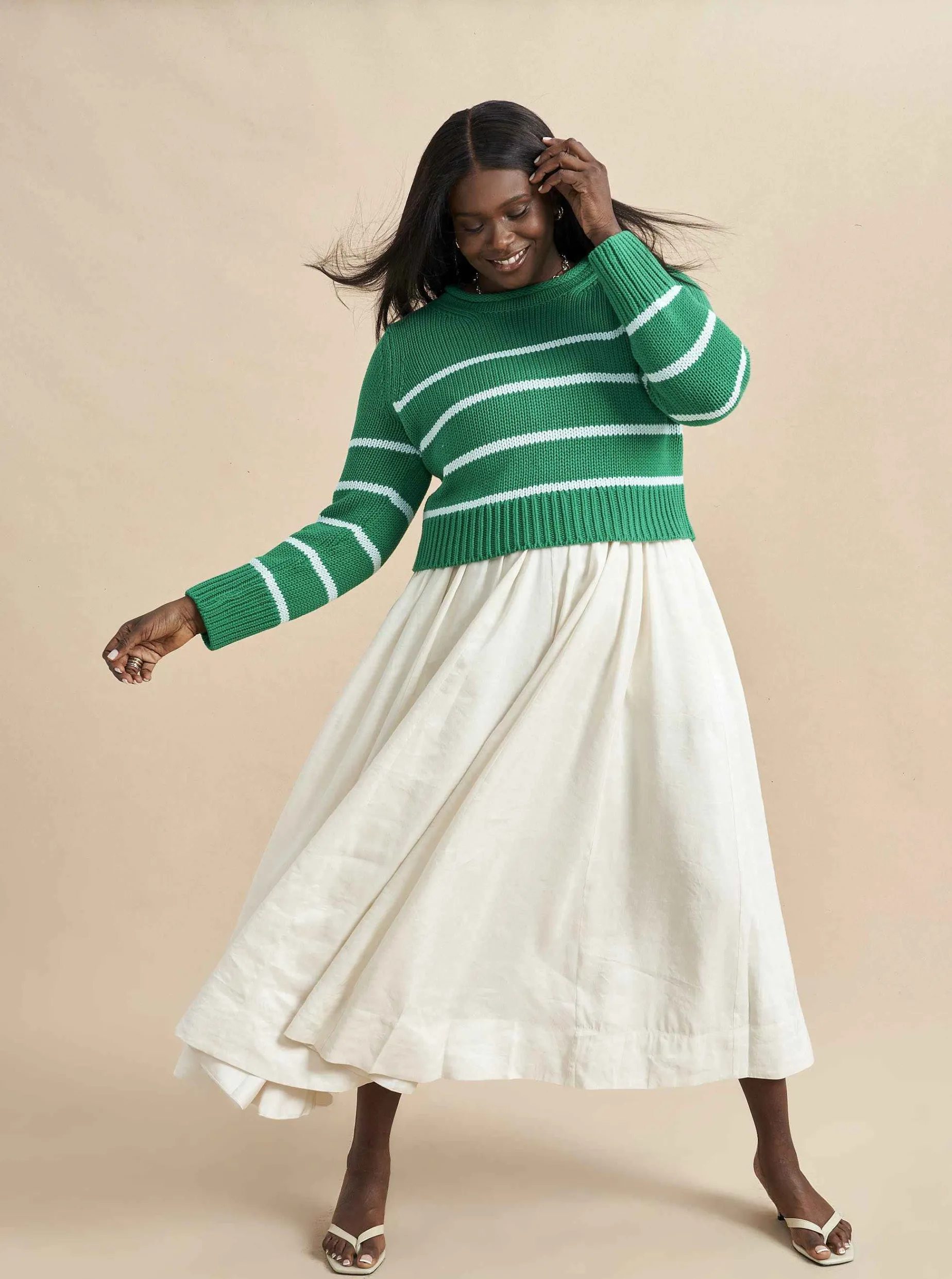 La Ligne Mini Marina Sweater Kelly-Green/Pale-Blue Best Sale
