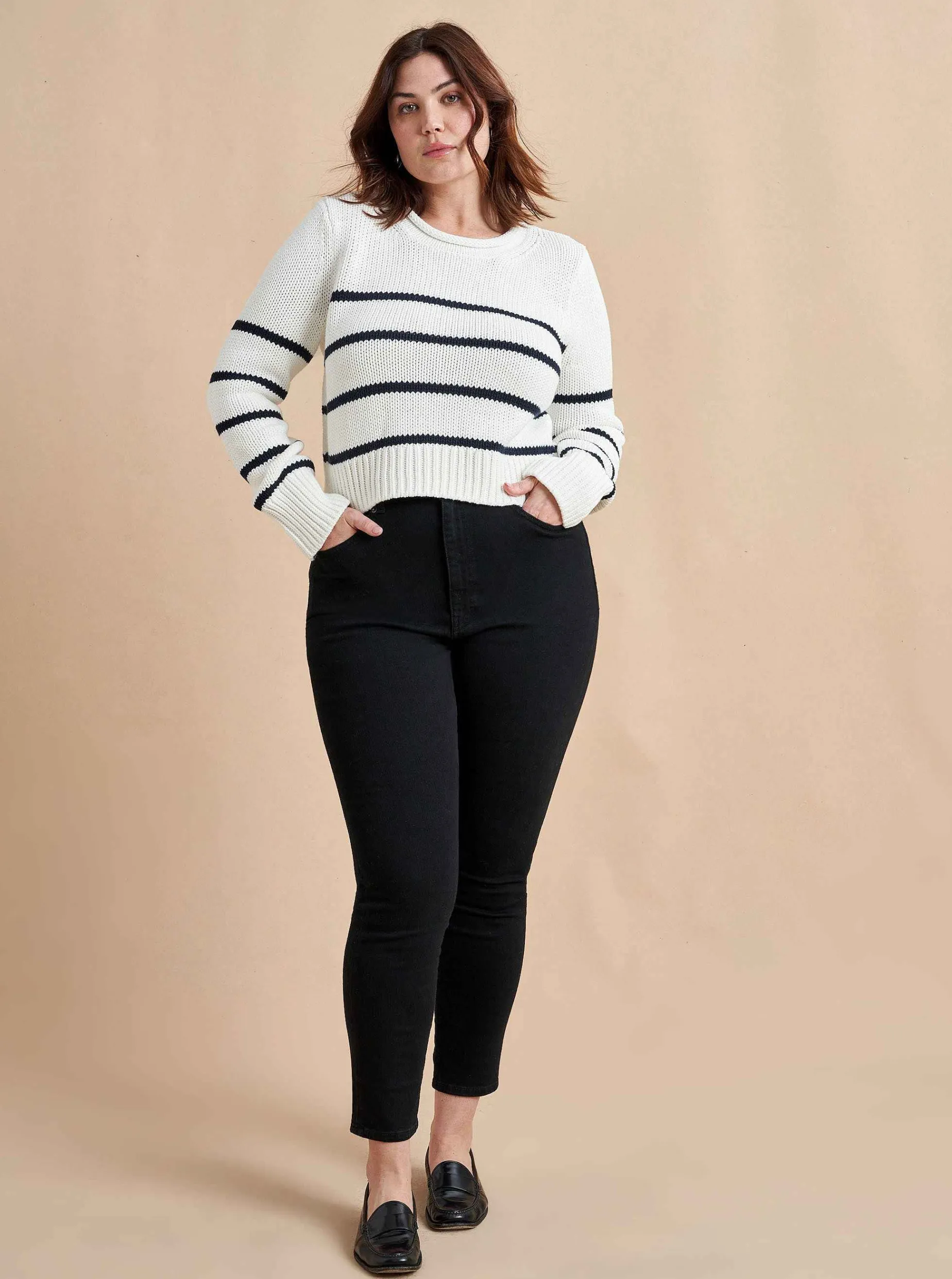 La Ligne Mini Marina Sweater Ivory/Navy Cheap