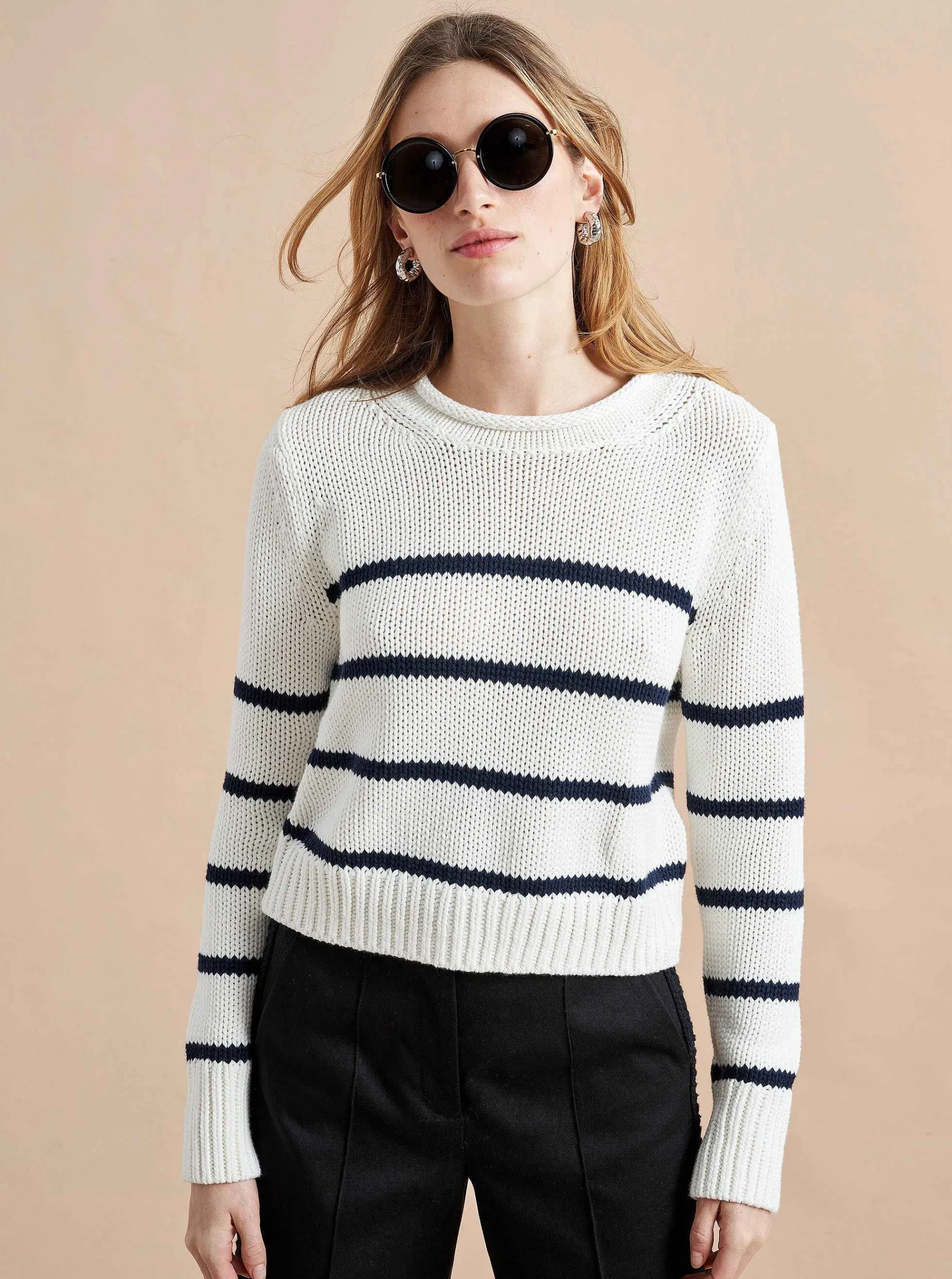 La Ligne Mini Marina Sweater Ivory/Navy Cheap