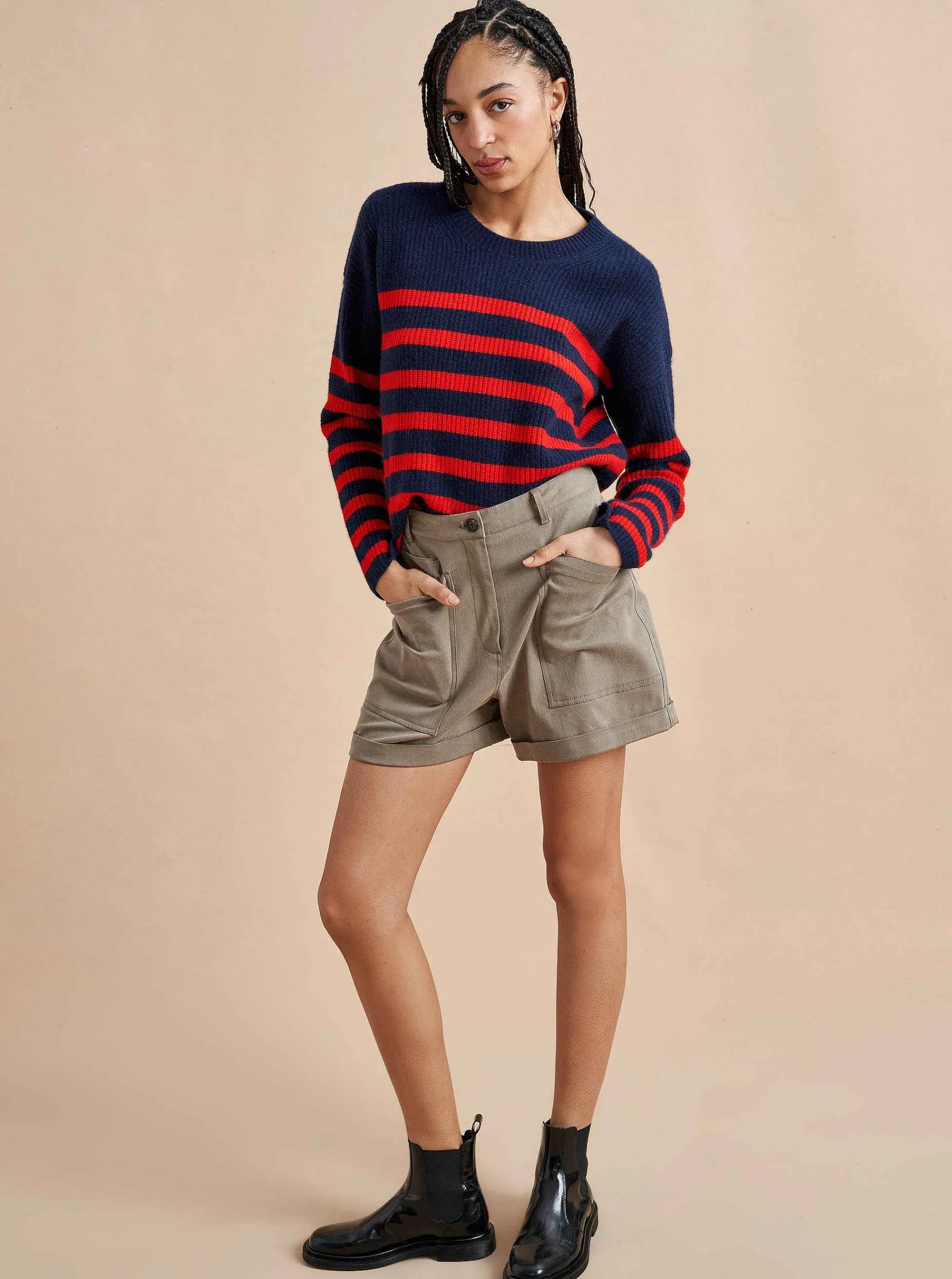 La Ligne Mini Striped Toujours Sweater Navy/Red Cheap