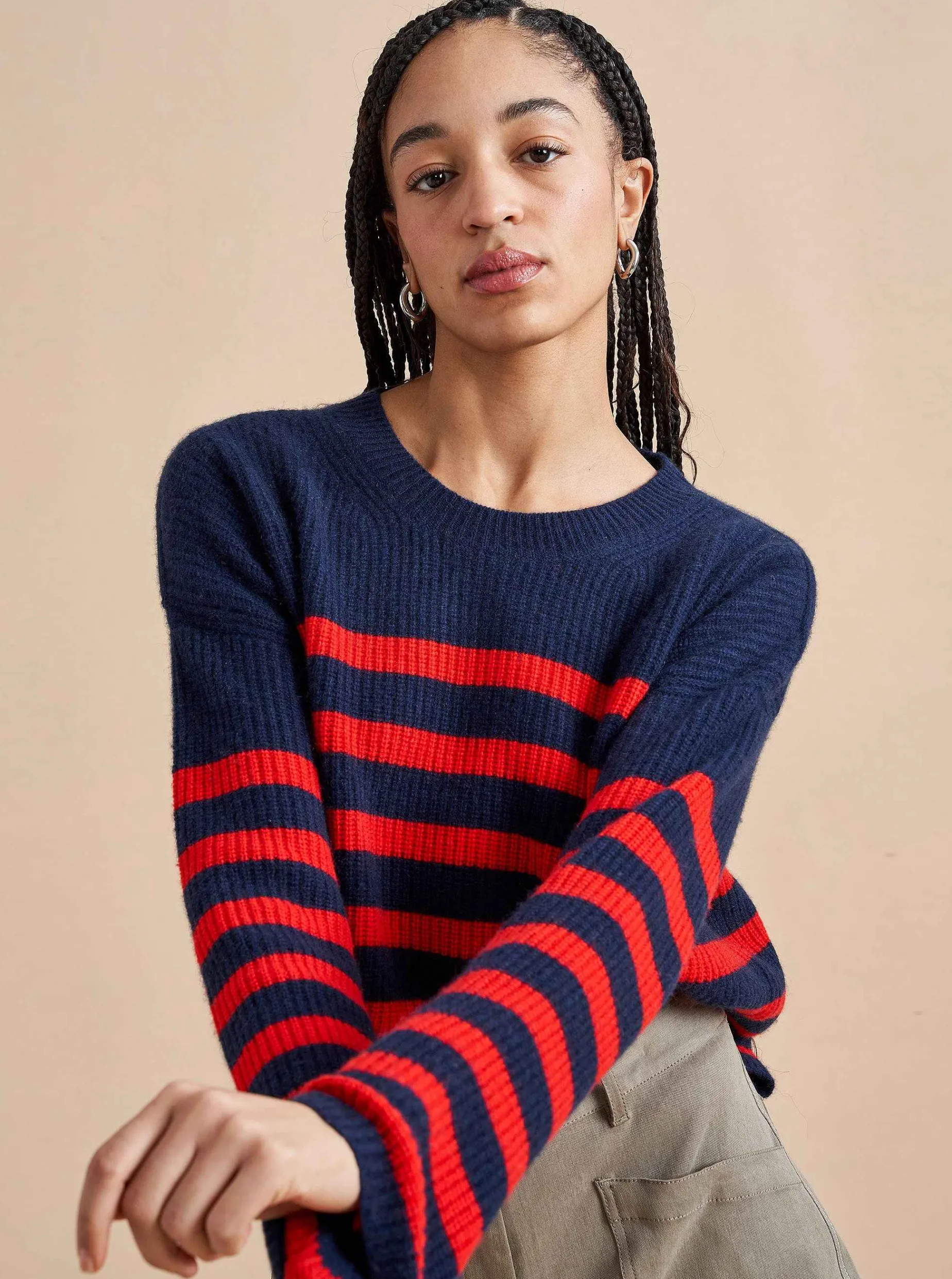 La Ligne Mini Striped Toujours Sweater Navy/Red Cheap