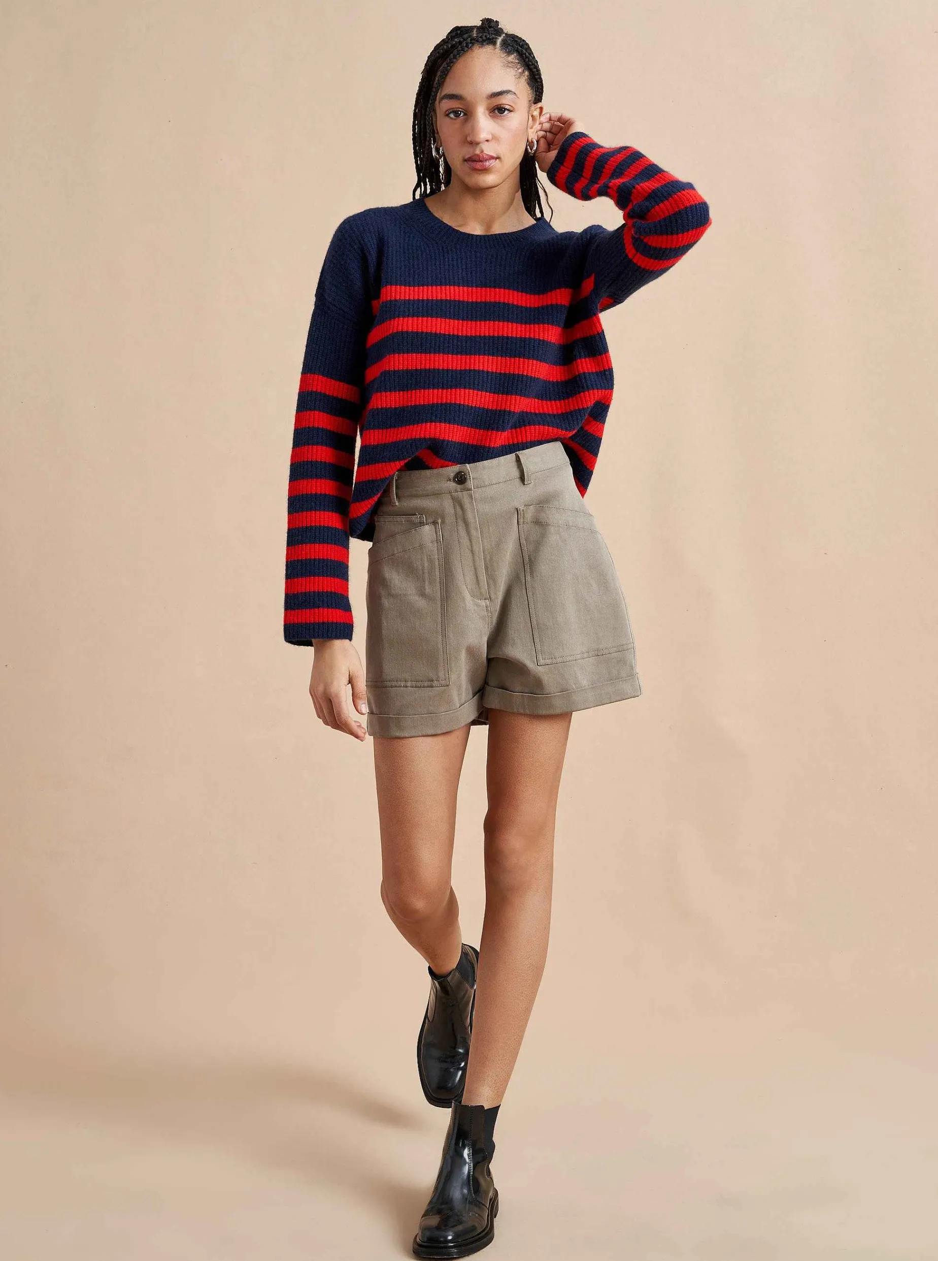 La Ligne Mini Striped Toujours Sweater Navy/Red Cheap
