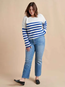 La Ligne Mini Striped Toujours Sweater Cream/Cobalt Outlet