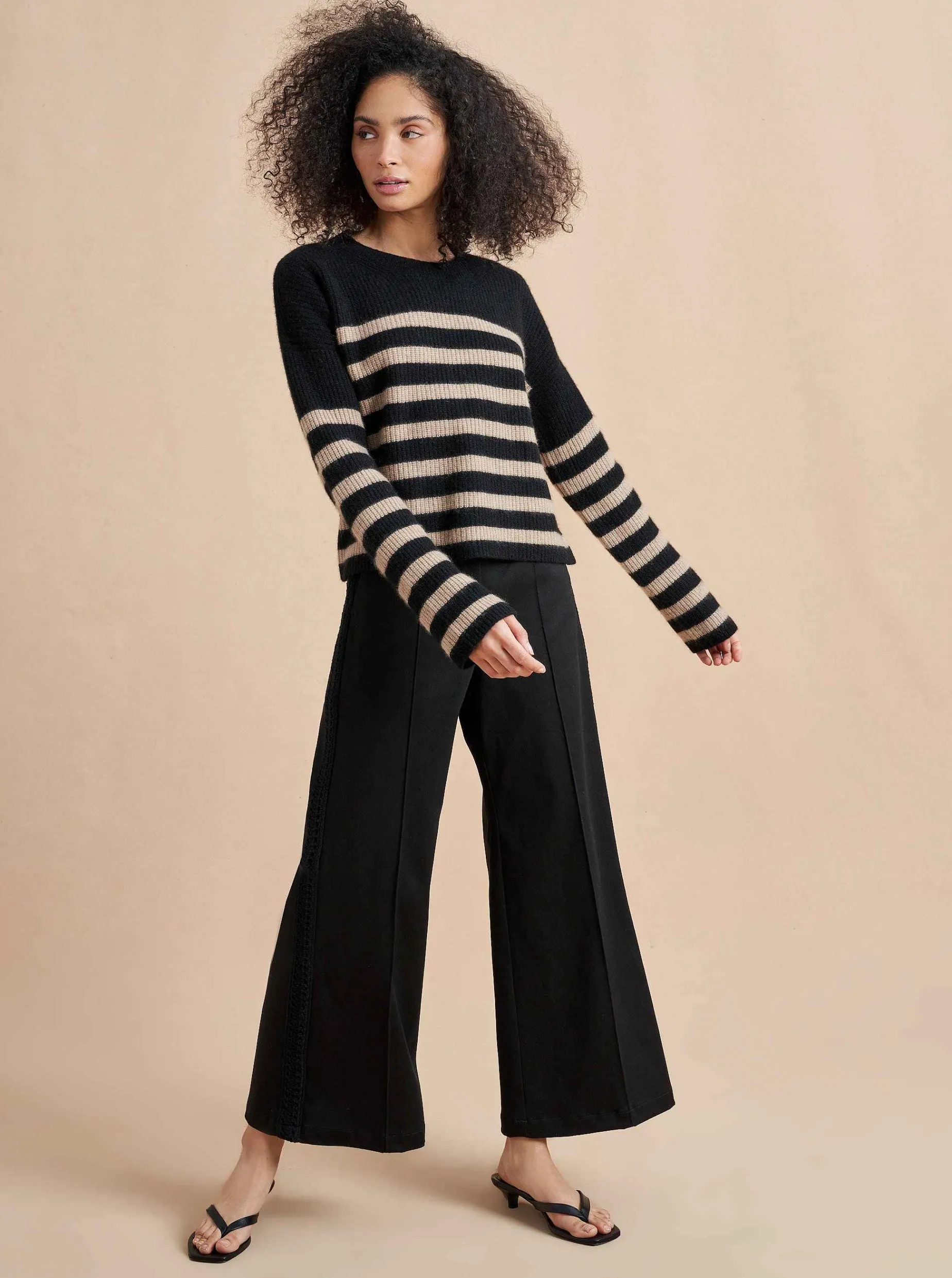 La Ligne Mini Striped Toujours Sweater Black/Camel Shop