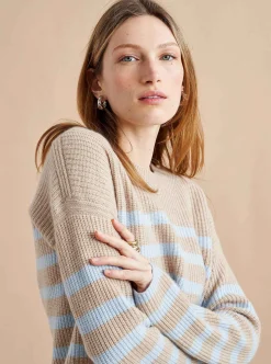 La Ligne Mini Striped Toujours Sweater Tan/Periwinkle Flash Sale