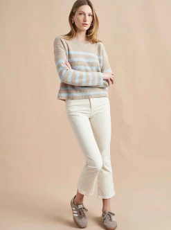 La Ligne Mini Striped Toujours Sweater Tan/Periwinkle Flash Sale