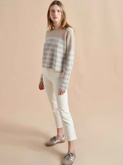 La Ligne Mini Striped Toujours Sweater Tan/Periwinkle Flash Sale