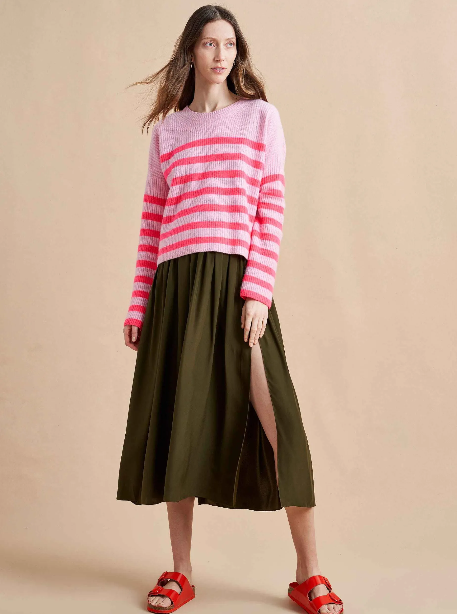 La Ligne Mini Striped Toujours Sweater Hot Pink/Bubblegum Online