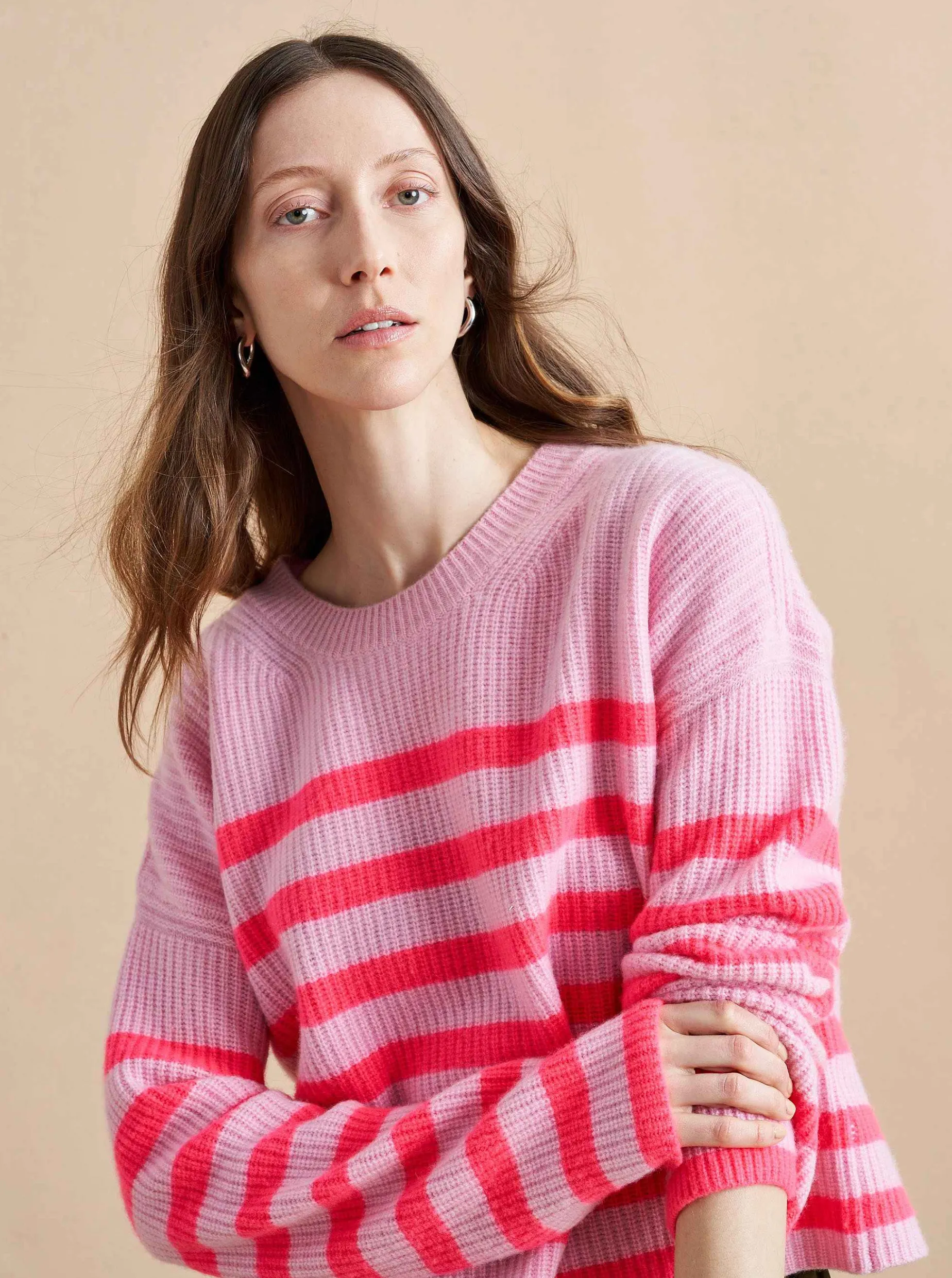 La Ligne Mini Striped Toujours Sweater Hot Pink/Bubblegum Online