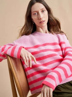 La Ligne Mini Striped Toujours Sweater Hot Pink/Bubblegum Online