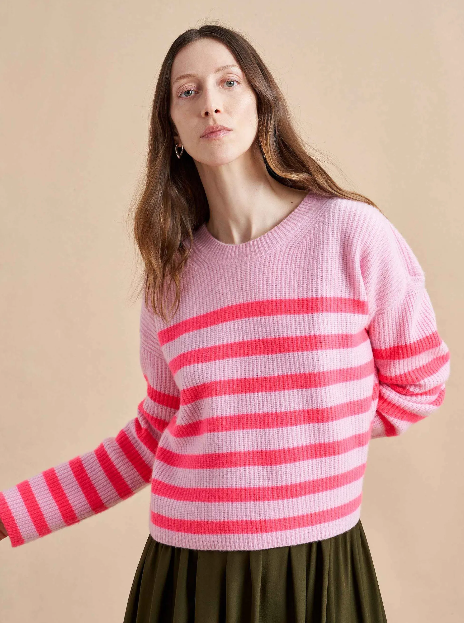 La Ligne Mini Striped Toujours Sweater Hot Pink/Bubblegum Online