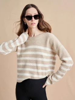 La Ligne Mini Striped Toujours Sweater Camel/Cream Online