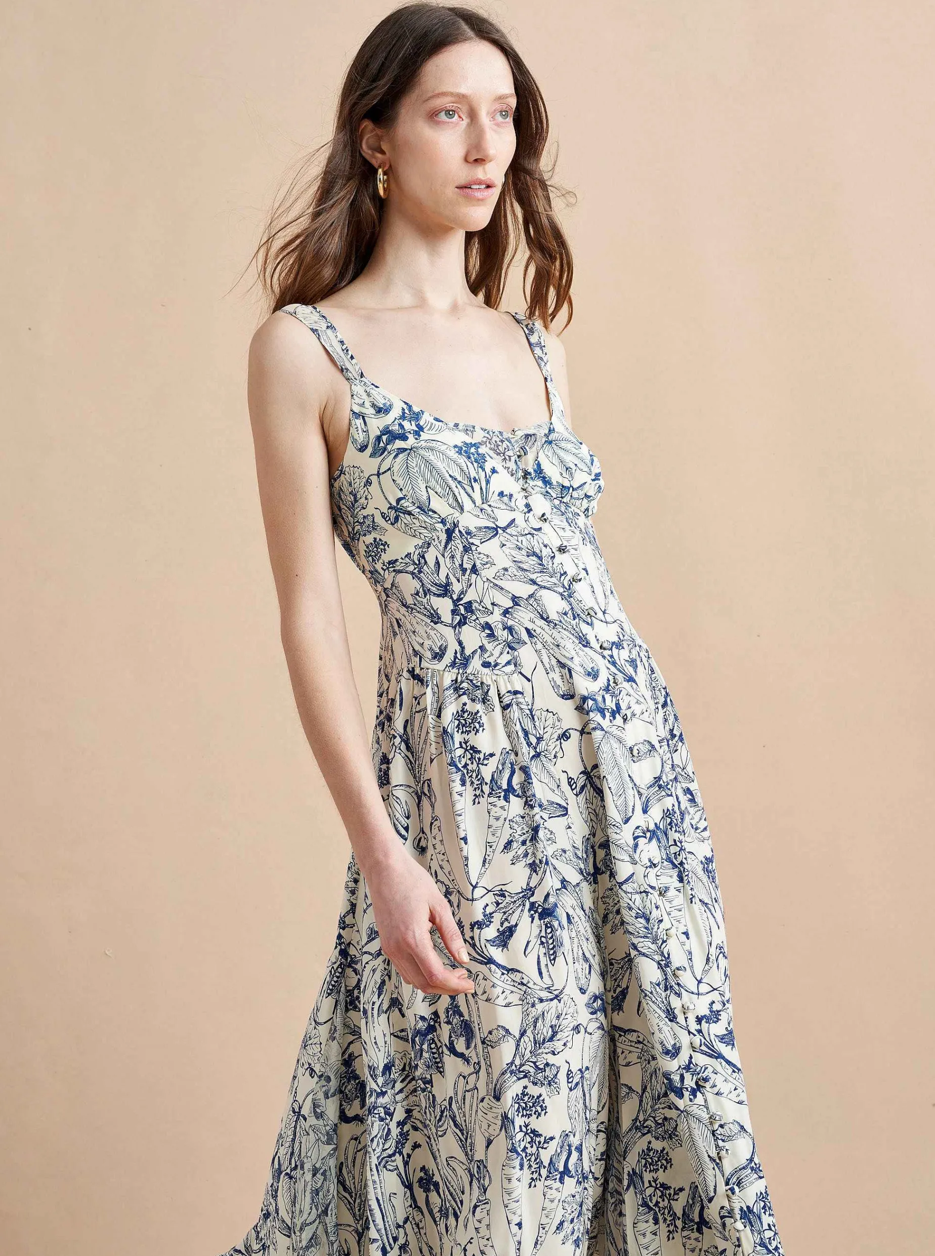 La Ligne Paulina Dress Blue Toile Clearance