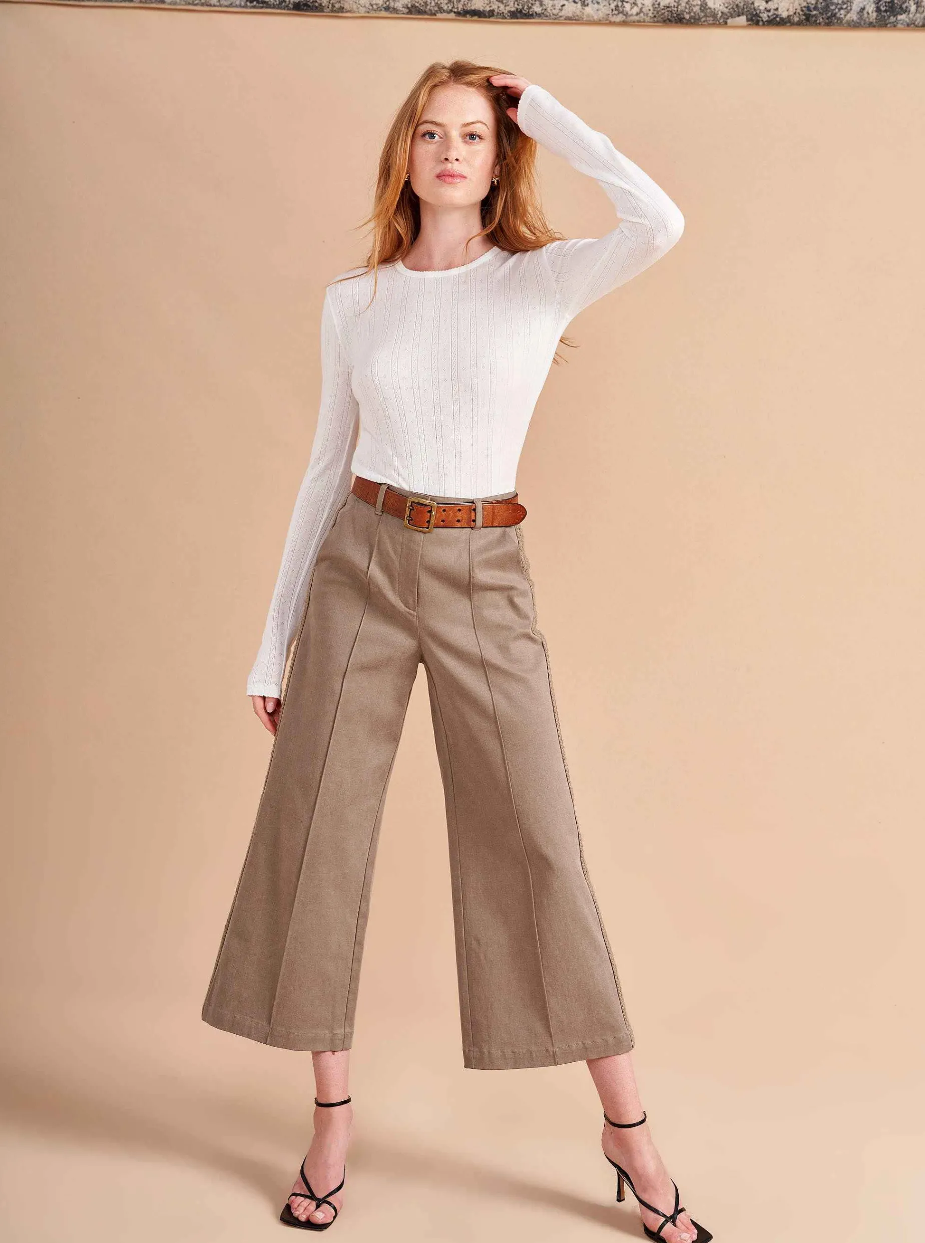 La Ligne Pointelle Long Sleeve Tee Ivory Best Sale
