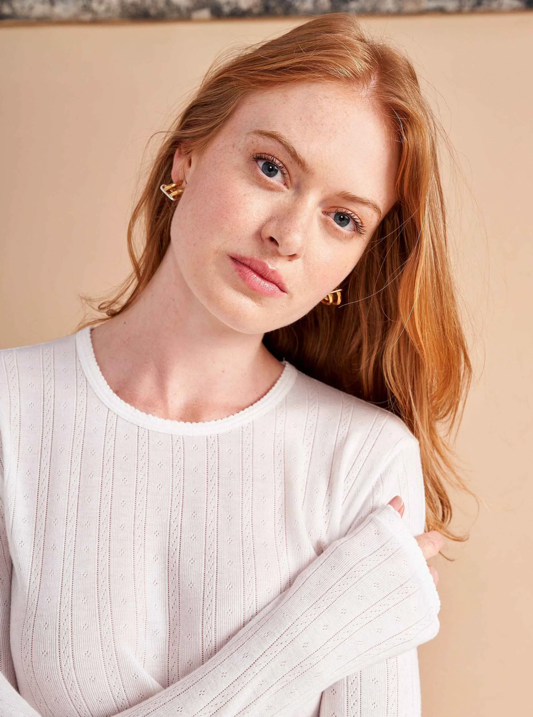 La Ligne Pointelle Long Sleeve Tee Ivory Best Sale