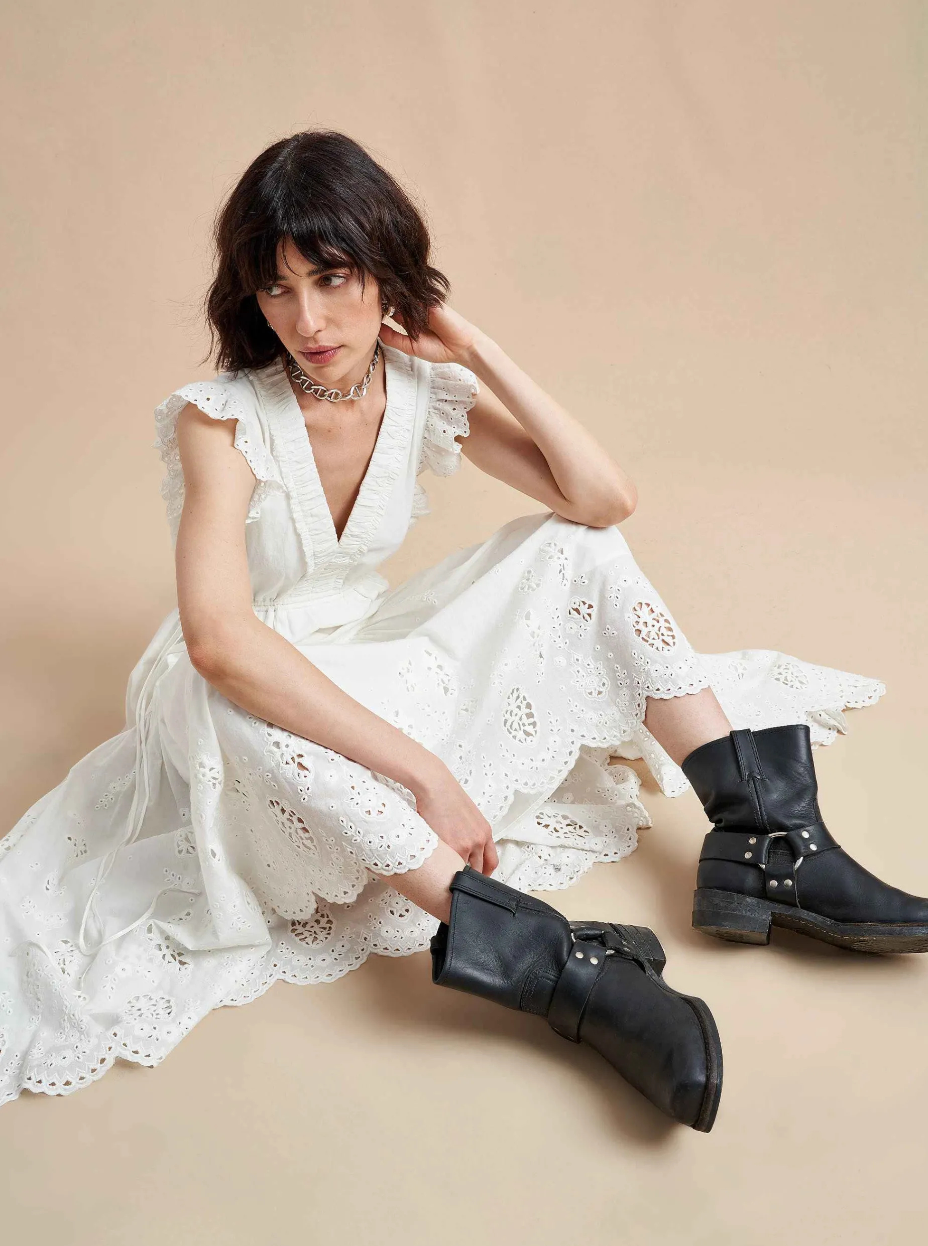 La Ligne Pointelle Marta Dress Ivory Store