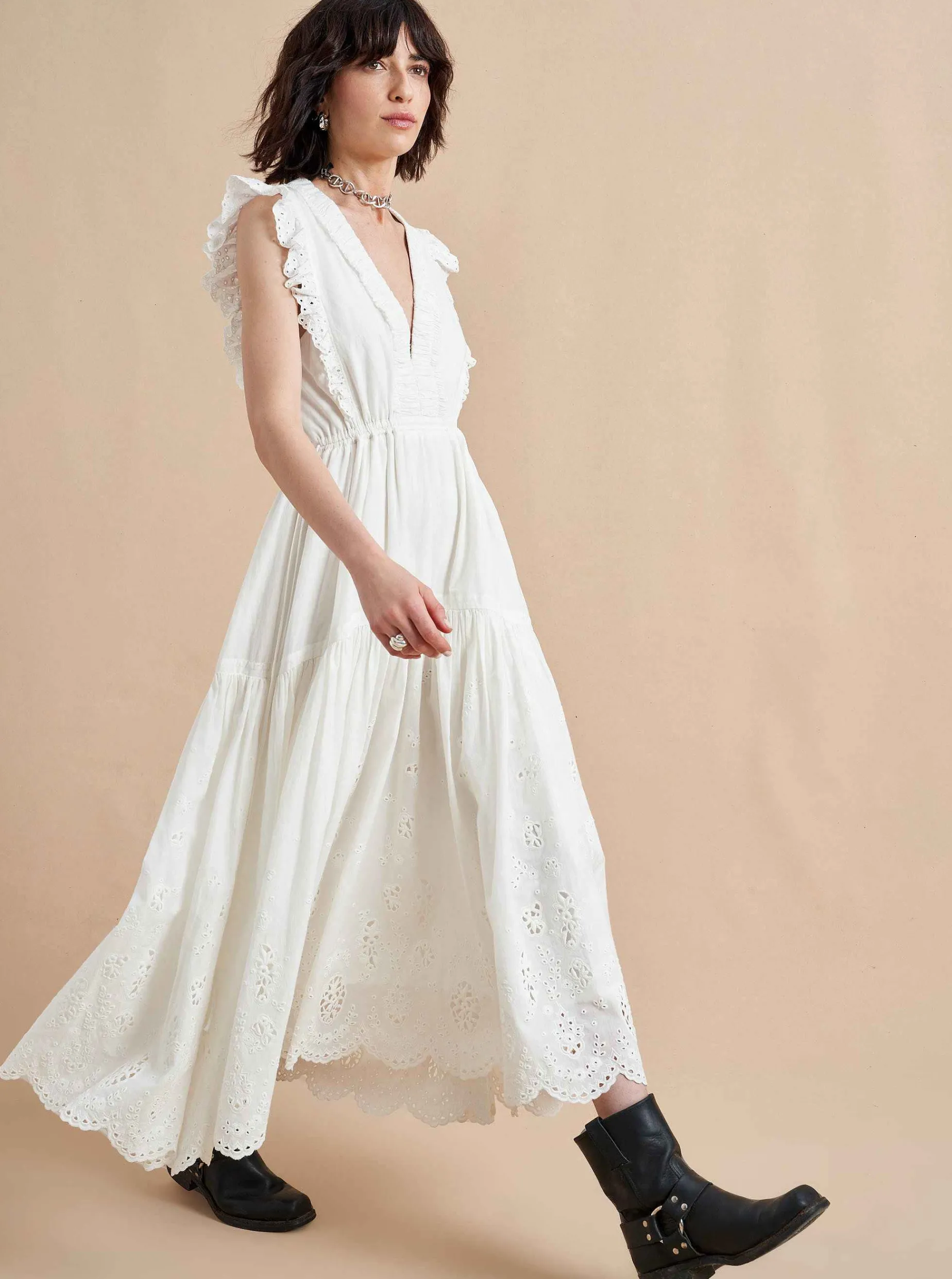 La Ligne Pointelle Marta Dress Ivory Store