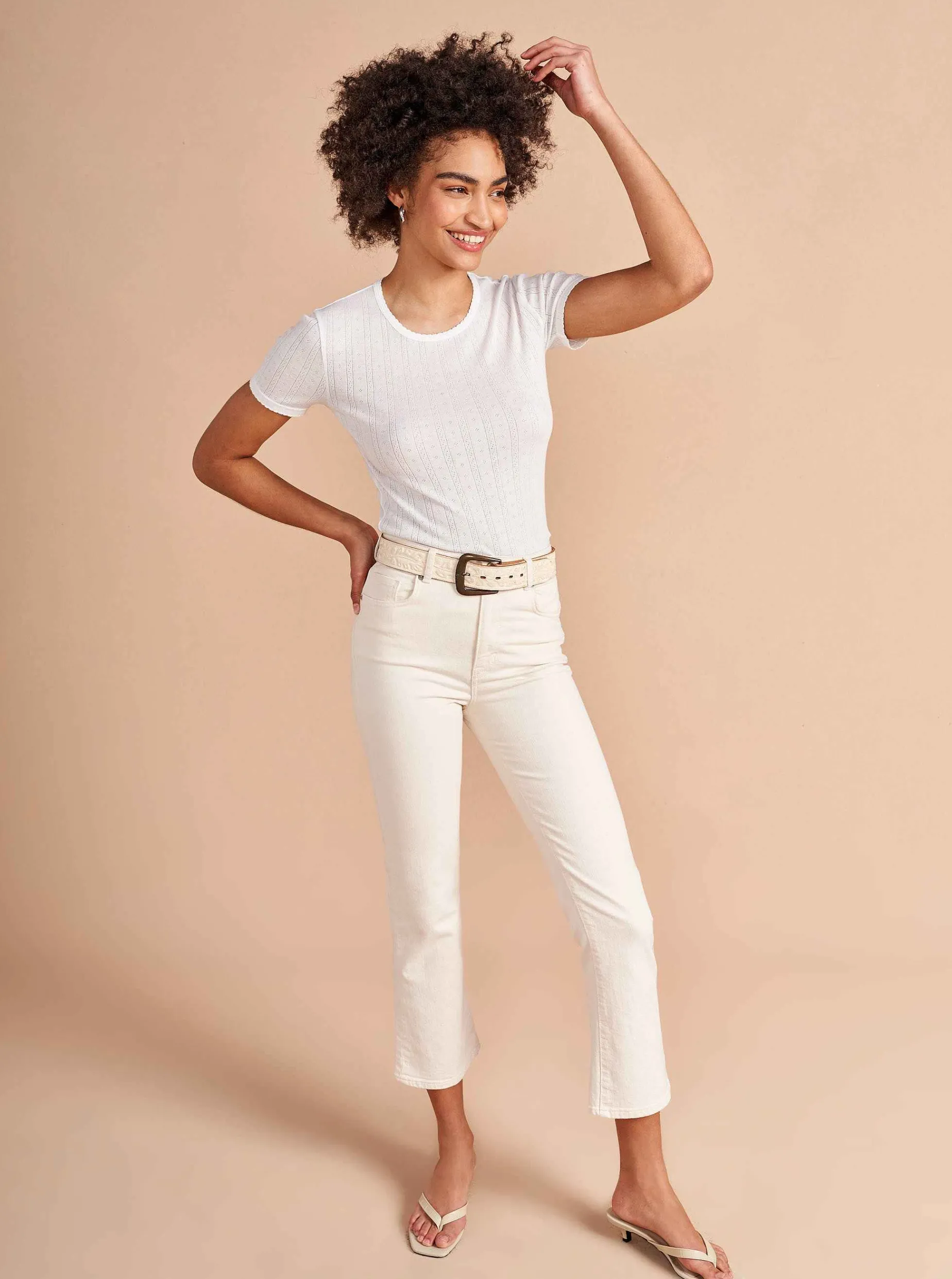 La Ligne Pointelle Tee Ivory Hot