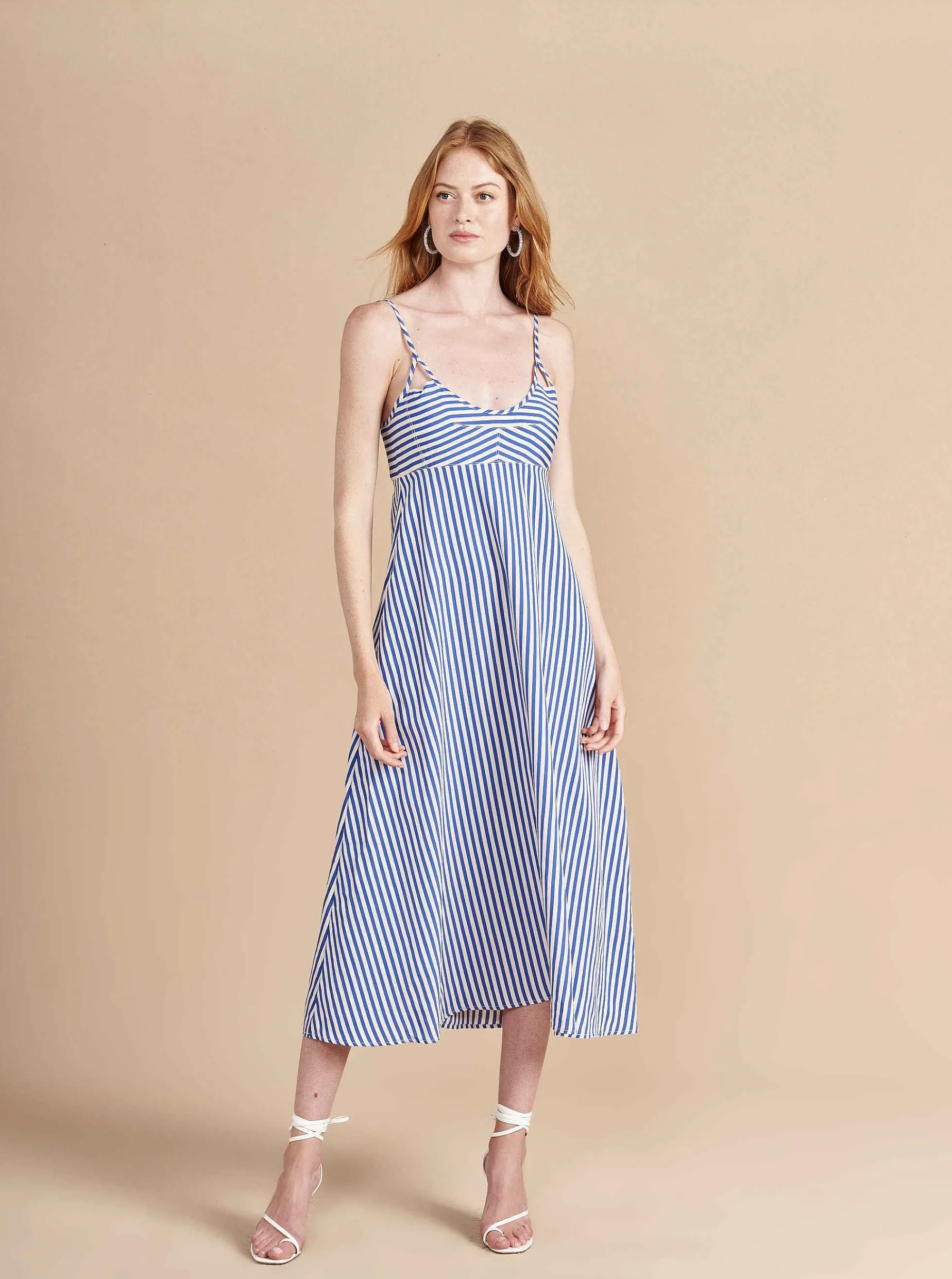 La Ligne Portia Dress White/Cobalt Best Sale