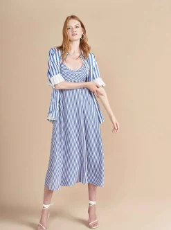 La Ligne Portia Dress White/Cobalt Best Sale