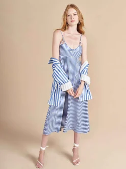La Ligne Portia Dress White/Cobalt Best Sale