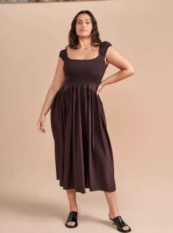 La Ligne Silk Vivian Dress Chocolate Clearance