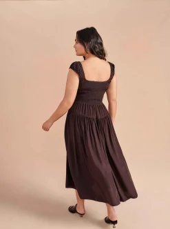 La Ligne Silk Vivian Dress Chocolate Clearance