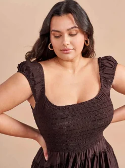 La Ligne Silk Vivian Dress Chocolate Clearance