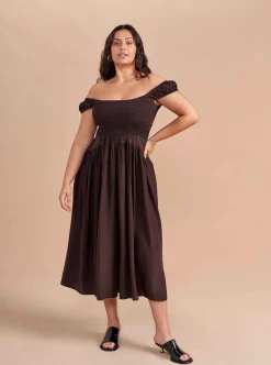 La Ligne Silk Vivian Dress Chocolate Clearance