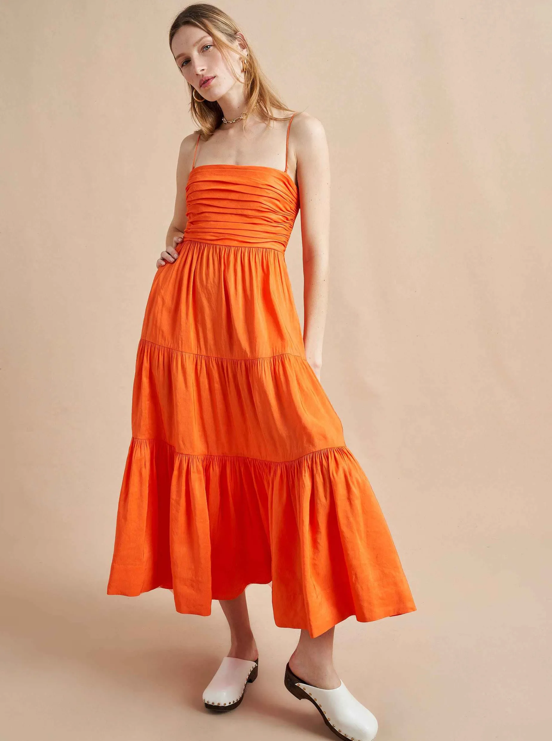 La Ligne Sleeveless Sofia Dress Tangerine Fashion
