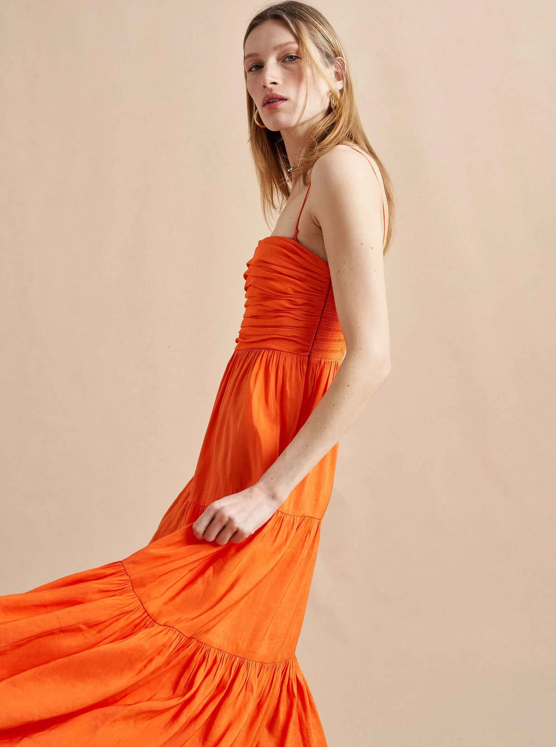La Ligne Sleeveless Sofia Dress Tangerine Fashion