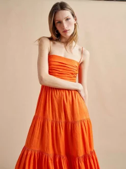 La Ligne Sleeveless Sofia Dress Tangerine Fashion
